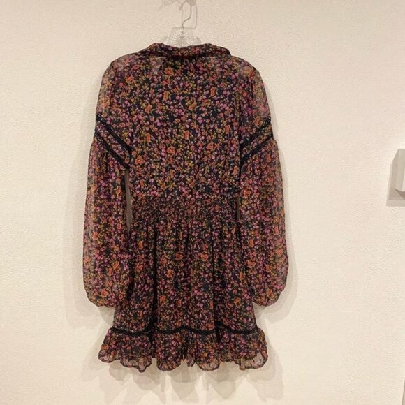 Topshop Floral Dobby Mini Tea Dress Size 2 EUC - Picture 4 of 5